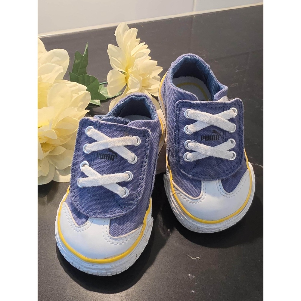 PUMA Toddler Sneakers Size 6‎ Blue White Hook and Loop Athletic Shoes
